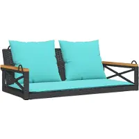 vidaXL Banc suspendu avec coussin noir 109x62x40 cm Poly rotin