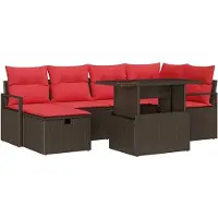 vidaXL Ensemble de canapés de jardin , 7 pièces, en polyrotin