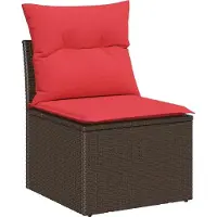 vidaXL Ensemble de canapés de jardin avec rangement, 5 pièces, en polyrotin marron et rouge