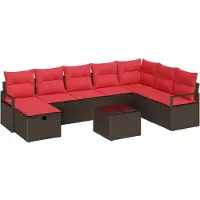 vidaXL Ensemble de salon , 9 pièces, couleur marron, en polyrotin