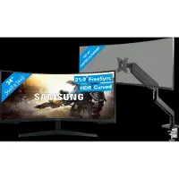 Samsung Odyssey G5 LC34G55TWWPXEN Incurvé + BlueBuilt Bras d'Écran PC pour 1 Écran PC Ultralarge