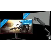 AOC CU34G2XP/BK + BlueBuilt Bras d'Écran PC avec Ressort Mécanique pour 1 Écran PC Ultralarge