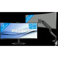 Philips 34E1C5600HE/00 + BlueBuilt Bras d'Écran PC Vérin Mécanique pour 1 Écran PC Ultralarge