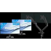 Philips 242B1G/00 Lot de 2 + BlueBuilt Bras d'Écran PC Vérin Mécanique pour 2 Écrans PC