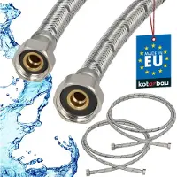 KOTARBAU Lot de 2 Flexible Robinet 1/2"x3/8" Tuyau Robinet 200cm Acier Inoxydable Rallonge Robinet Cuisine Flexible Tuyau Robinet Cuisine