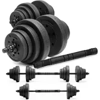 Springos Ensemble d'haltères ACTIGET 30 kg Ensemble d'haltères courts 2x 15 kg Barre longue avec poignées antidérapantes