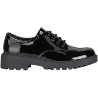 Geox J Casey : chaussures pour enfants respirantes à lacets en vernis noir – undefined / Vernis noir