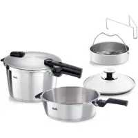 Fissler Vitaquick Premium 602-810-11-090/0, set de 2 cocottes 26 cm, 4L, 8L avec insert vapeur