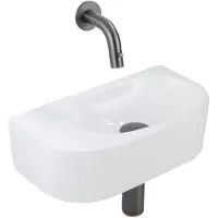 Qeramiq Fuente pack lave-mains – demi-rond – 40 x 21,5 x 12 cm – sans perçage – robinet gunmetal SW1210762/SW769487/SW767295/SW1108831