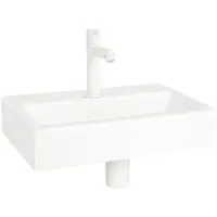 Qeramiq Fuente pack lave-mains – 38 x 24 x 7 cm – perçage central – robinet blanc mat – sans cadre SW21912 / SW696206 / SW696216 / SW1210972