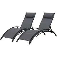 Happy Garden Lot de 2 transats GALAPAGOS en textilène gris - aluminium gris anthracite