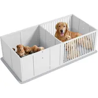 PawHut : panier pour chiots, parc pour chiots avec tapis absorbant imperméable, blanc