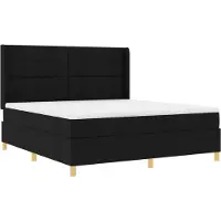 vidaXL Lit boxspring avec bandes lumineuses LED, noir, 180 x 200 cm, tissu