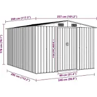 vidaXL Abri de jardin 257x298x178 cm Métal brun