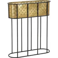 ALBERTA FERRETTI Cache-Pots En Métal Doré Avec Base Noire 60x20x70 Cm