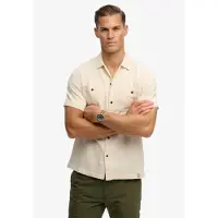 Superdry pour homme. M4011123A Marchand Chemise texturée beige (M), Casuel, Coton, Manche courte