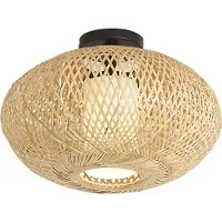 QAZQA Plafonnier Japandi en bambou 42cm IP44 - Moana