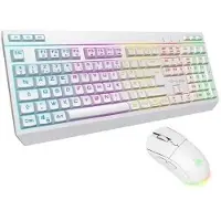 The G-Lab Clavier et souris gaming Combo TUNGSTEN EX AZERTY - Blanc, Clavier full-size RGB & Souris 6400 DPI