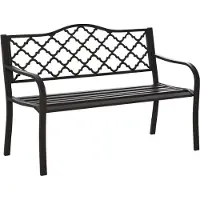 Outsunny Banc 3 Places De Jardin Terrasse Style Rural Chic 128l X 60l X 89h Cm Métal Époxy Anticorrosion Fonte Brun