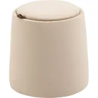 OEM HOMCOM Pouf 2 en 1 Pouf rond Repose-pieds avec rangement, couvercle amovible aspect velours Table d'appoint pour salon chambre beige Ø44 cm x 47,5 cm