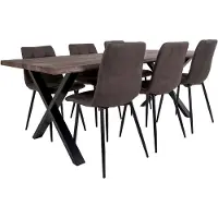 Ebuy24 Tony Salle à manger, 1 table à manger et 6 chaises, brun foncé et chêne.