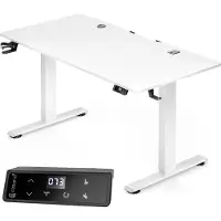 Casaria Bureau blanc réglable en hauteur 120x60x72-117cm
