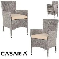 Casaria Set de 2 chaises de jardin en polyrotin Crème/Beige