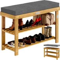 Casaria Banc à chaussures en bois d'acacia 70x33x48cm FSC