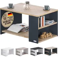 Casaria Table basse Santa Cruz bois/gris 90x60x50cm
