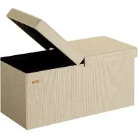 Casaria Banc Beige 76x38x38cm avec couvercle rabattable