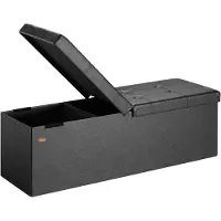 Casaria Banc coffre noir 115x38x38cm 131 L avec couvercle