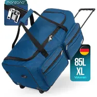 Monzana Grand sac de voyage bleu 85L trolley avec cadenas