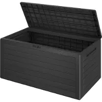 Casaria Coffre de jardin 116x43x55cm effet bois rangement