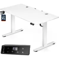 Casaria Bureau blanc réglable en hauteur 160x75x72-117cm