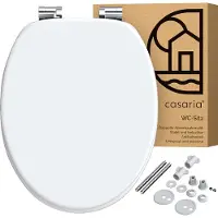 Casaria Siège de toilette blanc en MDF avec double système d'abaissement