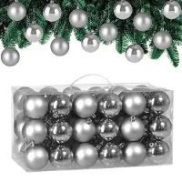 Casaria Lot de 54 boules de Noël argent pour décoration de sapin