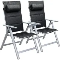 Casaria Set de 2 chaises en aluminium Bern Premium argent dossier haut