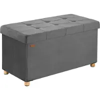 Casaria Banc Anthracite velours 76x38x42cm avec rangement pliable