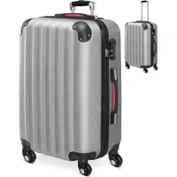 Monzana Valise rigide L argent 60 x 25 x 39,5 cm avec serrure