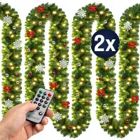 Casaria 2x Guirlande lumineuse de noël 5m en sapin 80LED avec télécommande