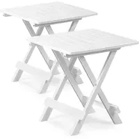 Deuba 2x Table d'appoint de jardin blanche Adige 45x43x50cm