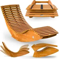 Casaria Chaise longue à bascule JAVA pliable en bois certifié FSC