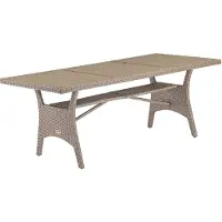 Casaria Table en résine tressée de jardin Takeo crème 190x90x75cm WPC