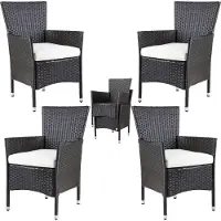 Casaria 4x Chaises de jardin marron/crème en polyrotin empilables