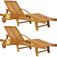 Casaria 2x Transat de jardin Tami Sun 200cm en bois d'acacia