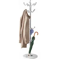 Casaria Porte-manteau blanc 37x37x175cm incurvé avec base en marbre