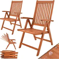 Casaria Lot de 2 chaises de jardin Vanamo en bois d'eucalyptus
