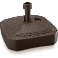 Prosperplast Deuba Pied de parasol carré Brun socle pour parasol Ø2,6cm aspect polyrotin remplissage eau sable gravier support jardin