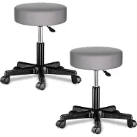 Casaria 2x Tabouret à roulettes gris pivotable 360° réglable