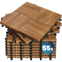 Casaria Carreau de bois Acacia Mosaïque certifié FSC Lot de 55 30x30cm